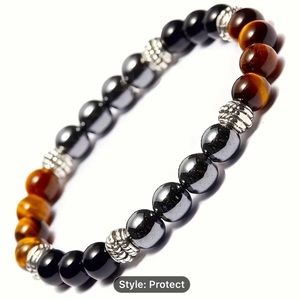 Natural Tiger Eye Hematite Obsidian  Bracelet For Men & Women 8 mm